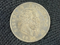 ΙΤΑΛΙΑ 5 Λίρες 1874 AU+ Αρχική καφεγκρί πατίνα