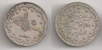 TURKEY Bursa 5 Kurus 1327 (1909) AXF