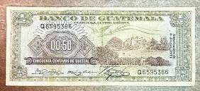 GUATEMALA. 1/2 Quetzal 1971 F