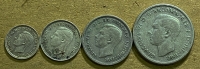 ΑΥΣΤΡΑΛΙΑ 4 Ασημένια νομίσματα (3 Pence 1942, 6 Pence 1945, Shilling 1946 and Florin 1946) VF-XF