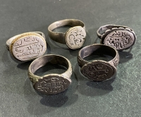 5 Silver Rings With Ottoman Stamps 
