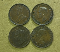 AUSTRALLIA 4 X Penny (1935,43,51,59) XF-AU