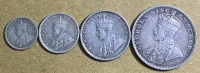 INDIA  2 Anna 1913, 1/4 Rupee 1918, 1/2 Rupee 1919 and 1 Rupee 1918