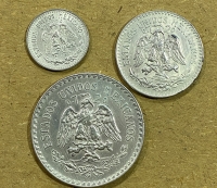 MEXICO -20  + 50  Centavos and 1 Peso 1941,37 and 38 AU
