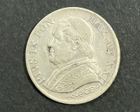 VATICAN 1 Lira 1867 AXF