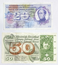 ΕΛΒΕΤΙΑ 20 Φράγκα 1973 και 50 Φράγκα 1974 XF+++
