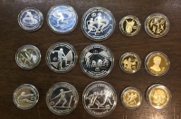 Complete Set of 15 Commemorative Coins Of Athletic  Games  (6 Gold and 9 Silver) PROOF 1981-82