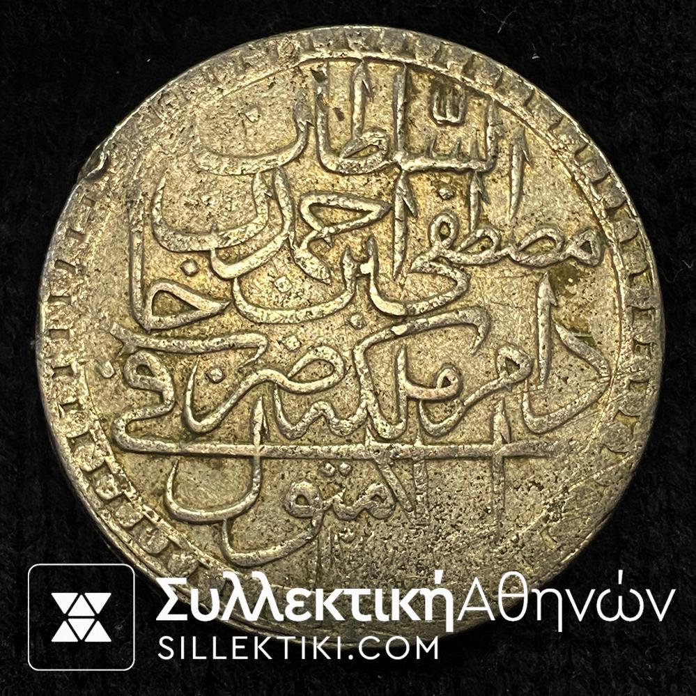 ΤΟΥΡΚΙΑ 2 Ζολότα 1757 Ασημένιο Νόμισμα Εκτίμηση AXF