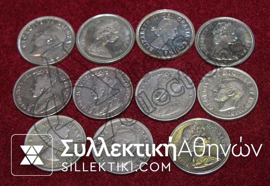 CANADA Collection 11 x 25 Cents 1912-1968 VF-UNC