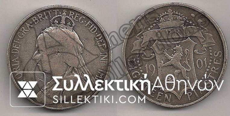 CYPRUS 18 Piastre 1901 F