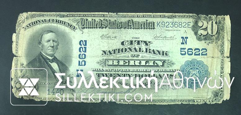 USA Rare BERLIN 20 Dollar 1902 Low Grade