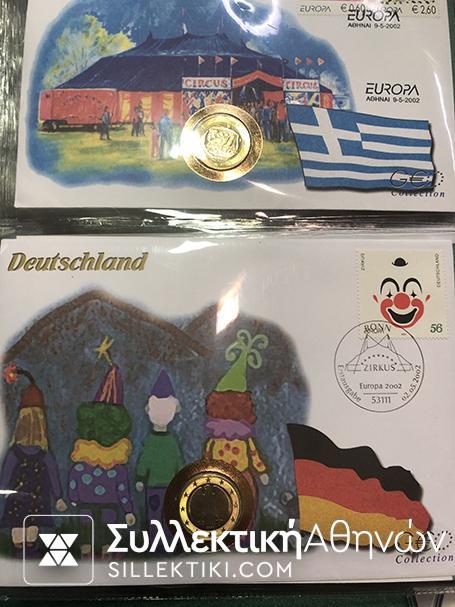 Συλλογή "EUROPA"2001 με 15 Νομισματικούς Φάκελους σεΕυρώ