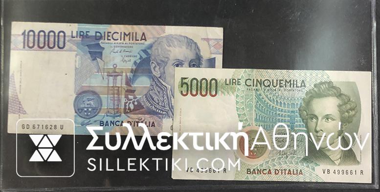 ITALY 5.000 and 10.000 Lire 1984 XF