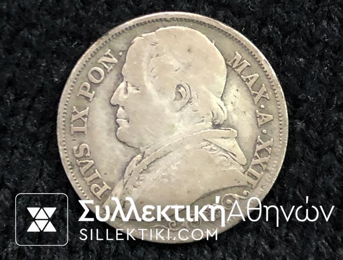 VATICAN 2 Lire 1867 VF