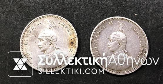 GERMAN OSTAFRICA 1/4 Rupie 1898 vf and 1912 xf