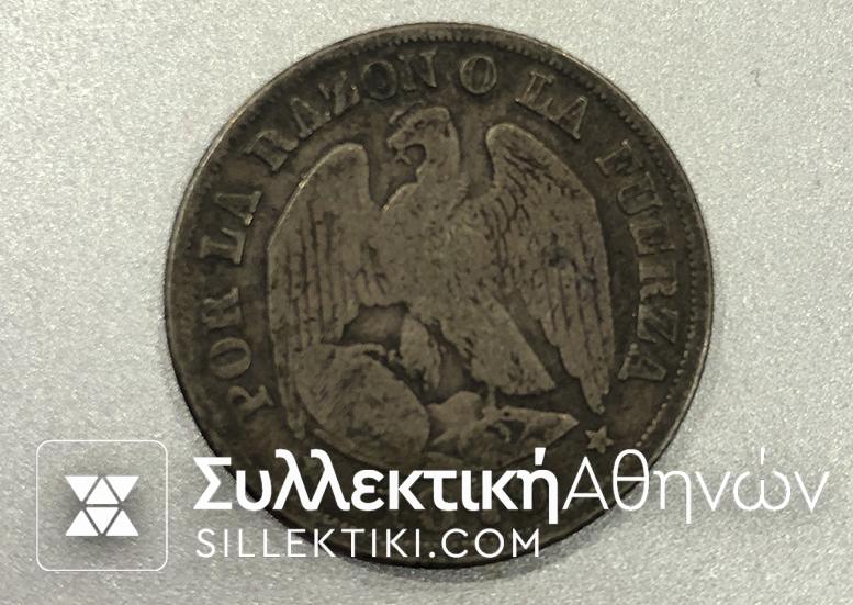 CHILE 20 Cent 1870 F+