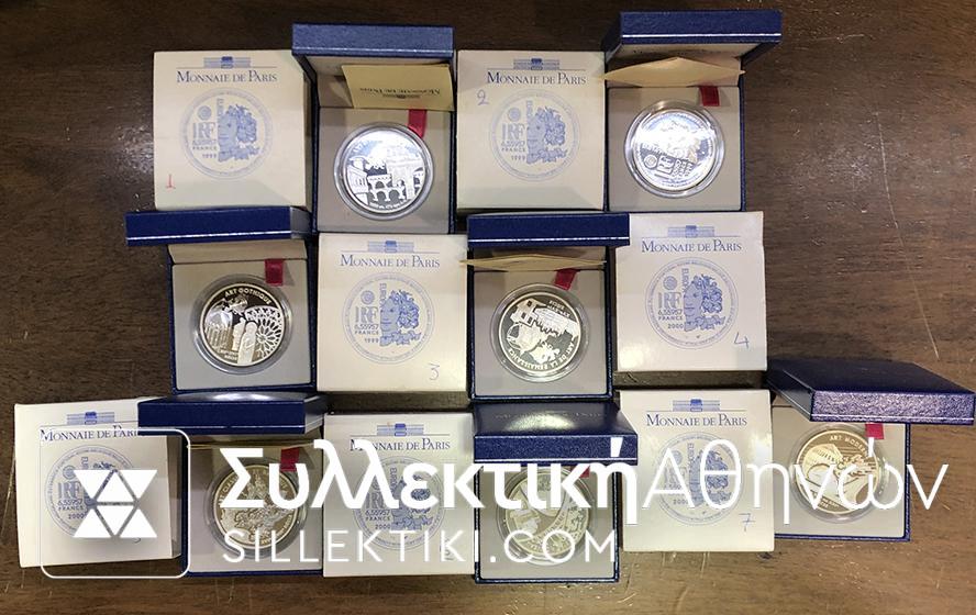 FFRANCE Collection 7 Silver Commemorative Coins 1999 2000 Proof