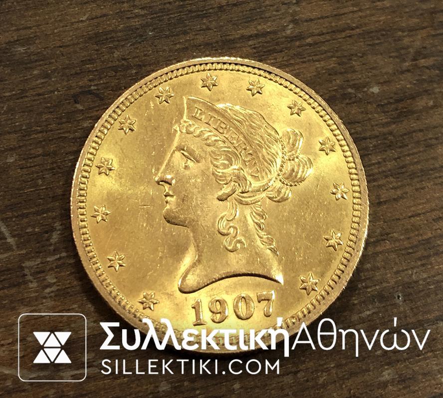 USA 10 Dollar 1907 UNC
