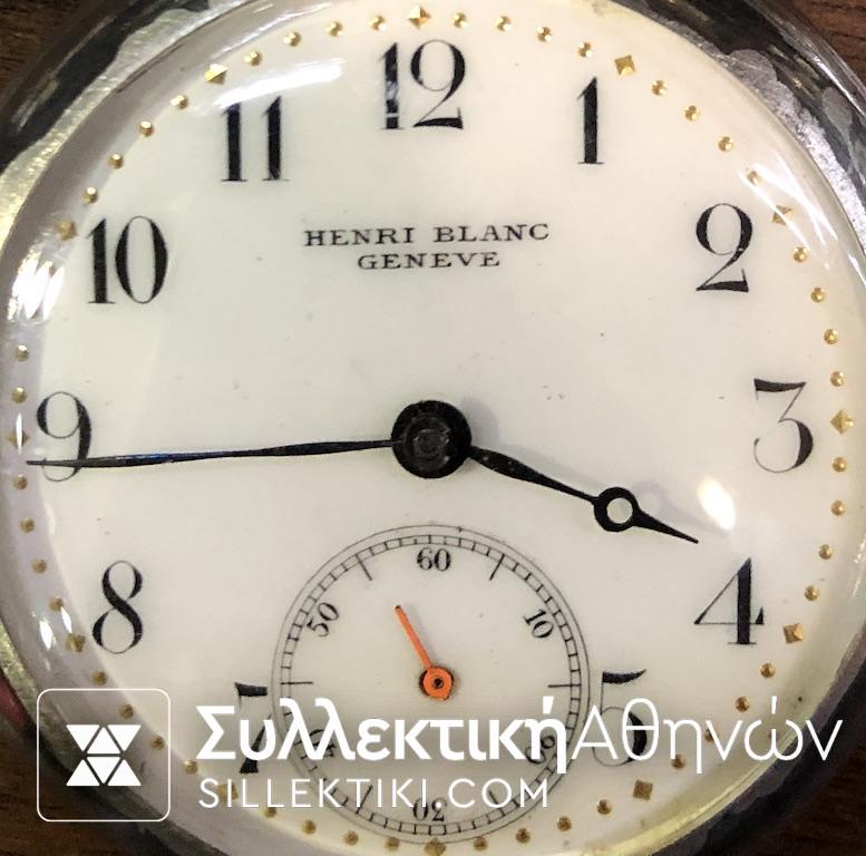 Ασημένιο ρολόι τσέπης HENRI BLANC GENEVE σε λειτουργία Rare
