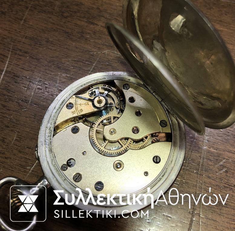 Ασημένιο ρολόι τσέπης HENRI BLANC GENEVE σε λειτουργία Rare