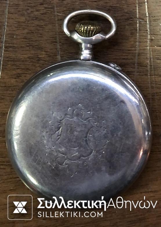 Ασημένιο ρολόι τσέπης HENRI BLANC GENEVE σε λειτουργία Rare