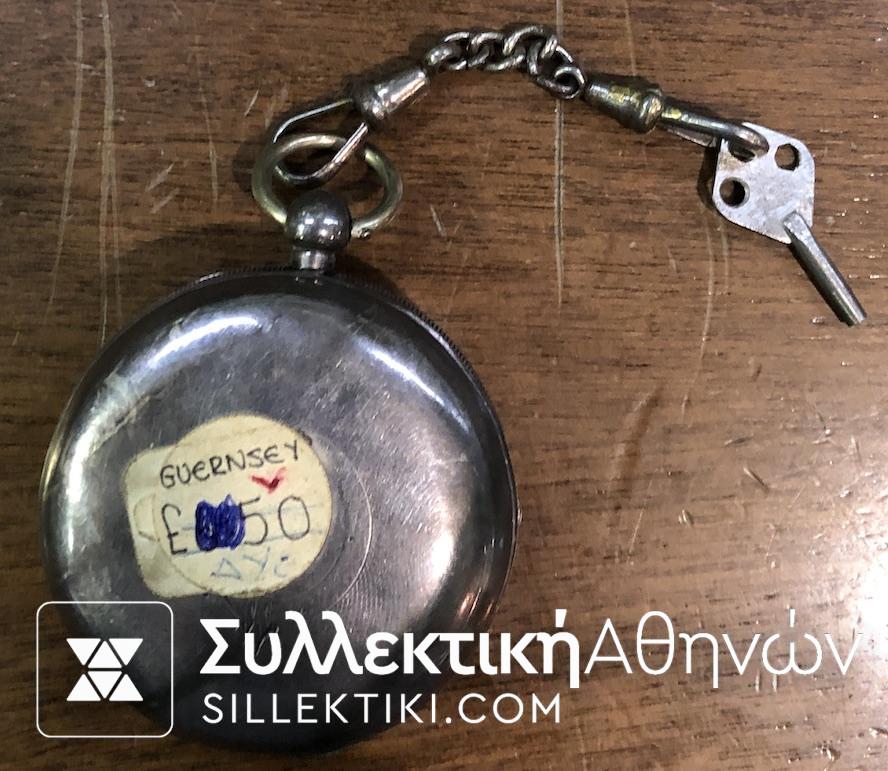 Ασημένιο Ρολόι Τσέπης Waltham με κλειδί