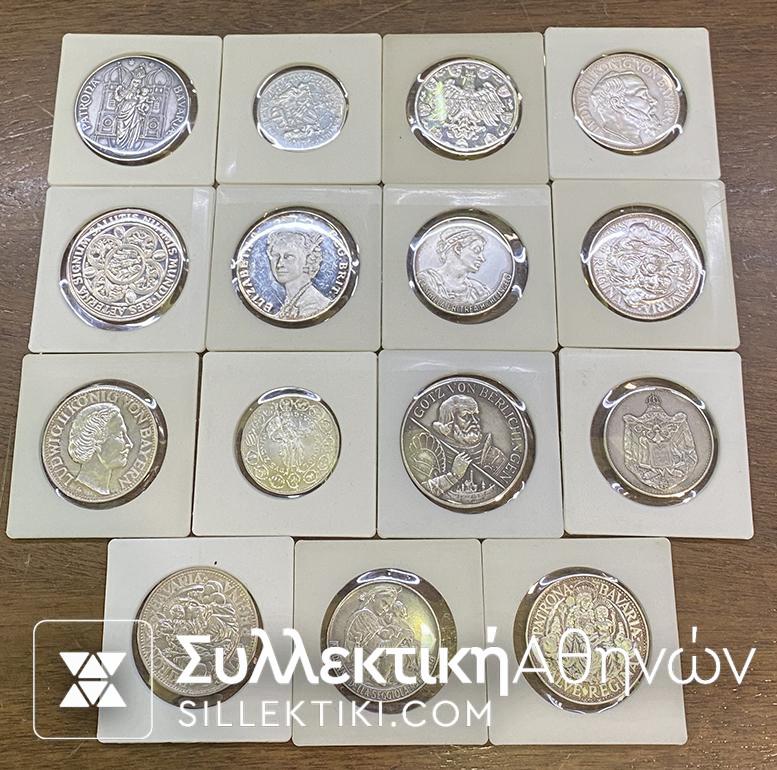 Collection of 15 Silver Medals
