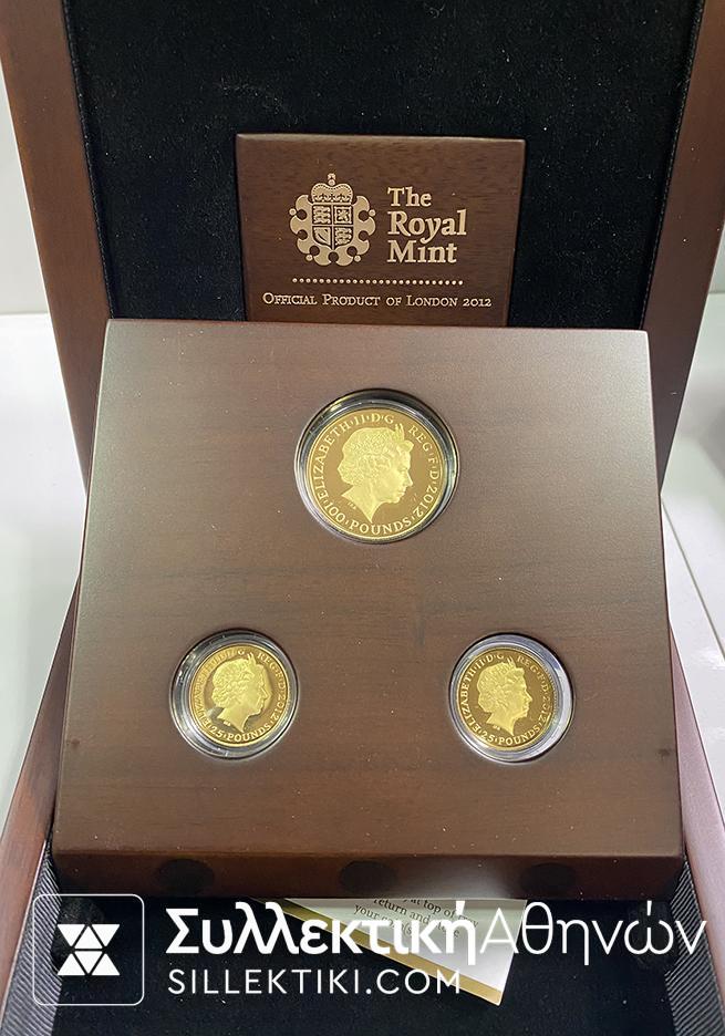 ΑΓΓΛΙΑ Σετ 3 Χρυσά 2012 Σπάνια έκδοση 1000 τεμάχια