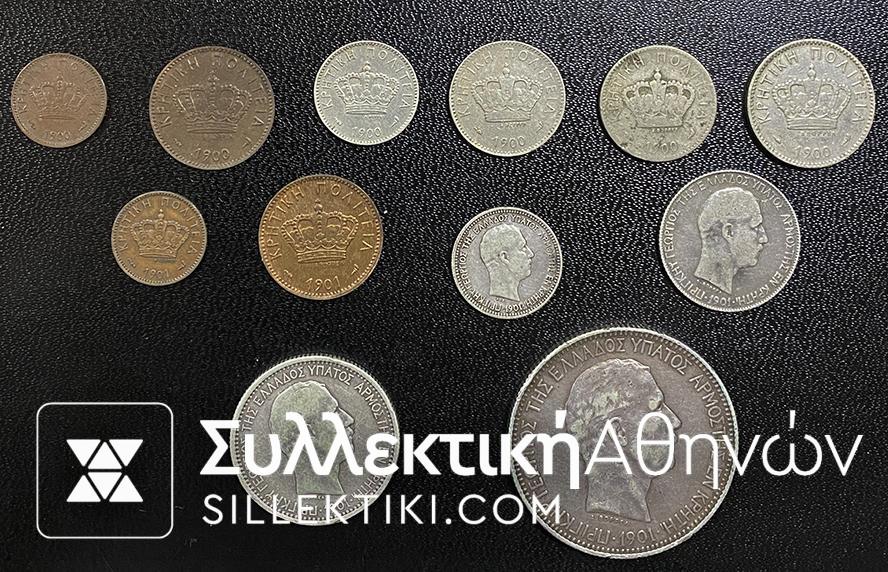 Complete set 1900-1901 of Crete Vf to UNC