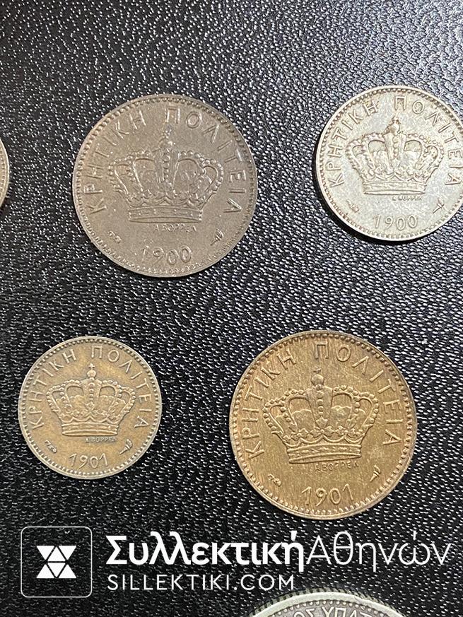 Complete set 1900-1901 of Crete Vf to UNC