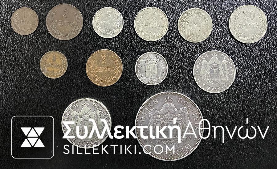 Complete set 1900-1901 of Crete Vf to UNC