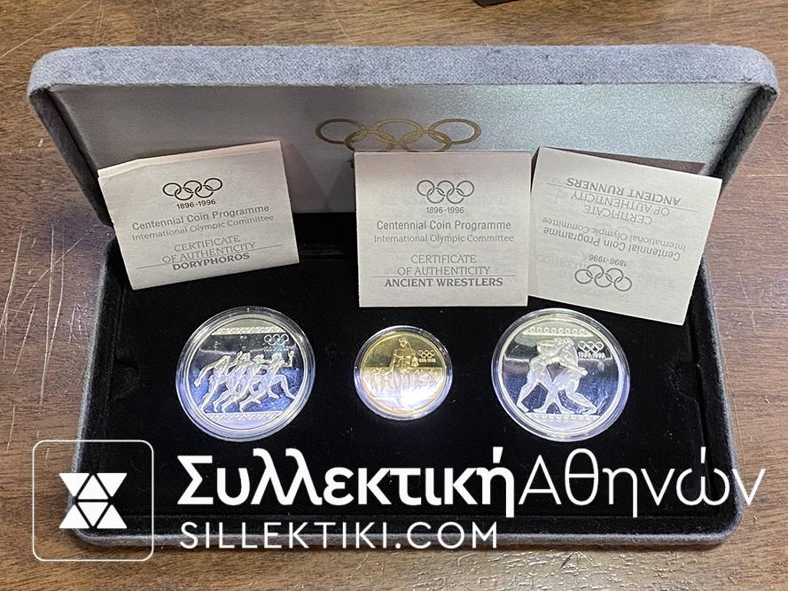1996 set (3) Coins Olympic Boxed