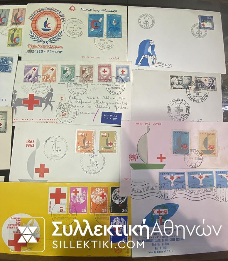Συλλογή 31 FDC Ερυθρού Σταυρού Διαφόρων Χωρών