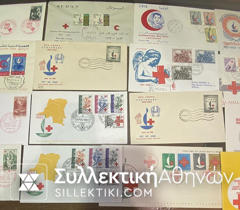 Συλλογή 31 FDC Ερυθρού Σταυρού Διαφόρων Χωρών