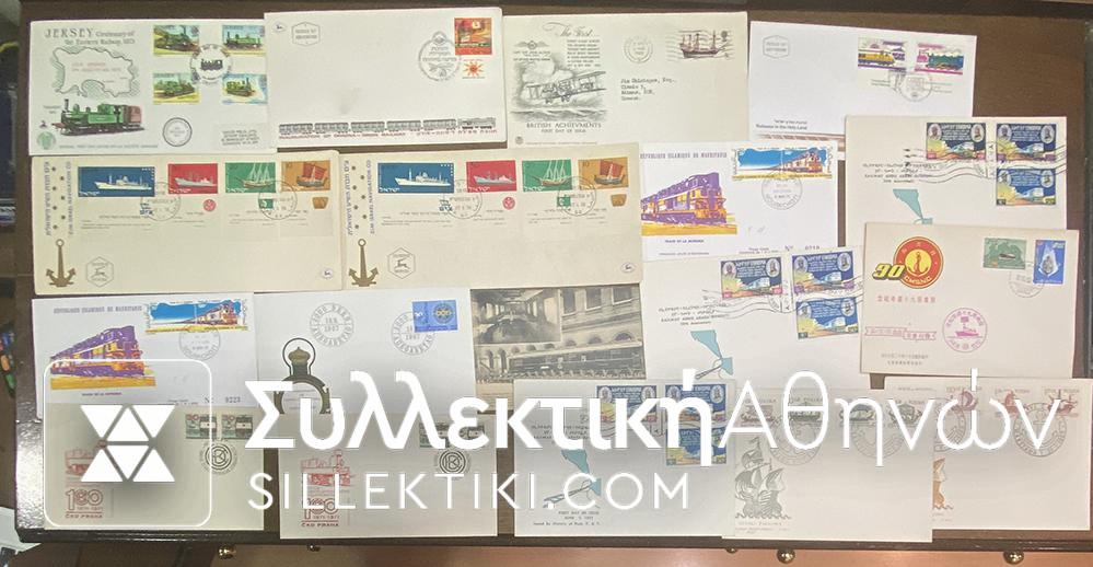 Collection of 17 FDC with Tain. boat. plainn