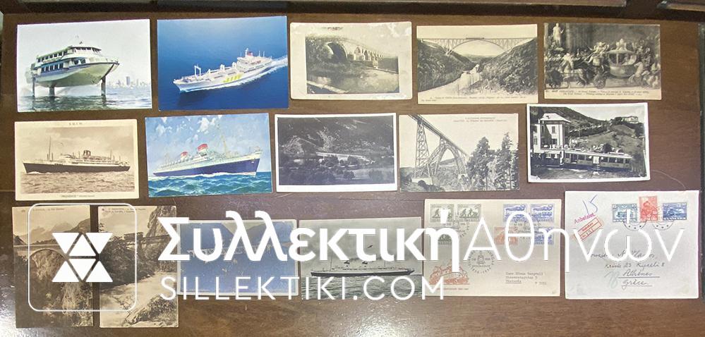 DENMARK 14 PC with Train and Boats Old Plus 2 Covers