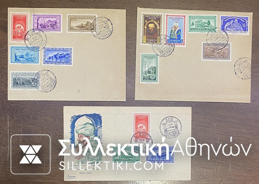 TURKEY 29/5/1953 FDC in 3 Covers (Catalogue price 120 Euros)