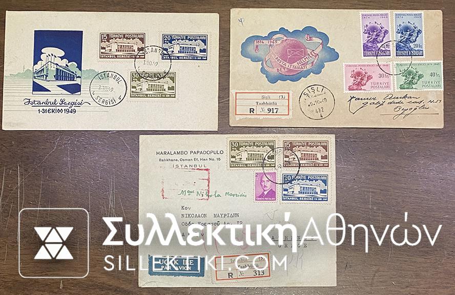 TURKEY 1/10/1949 X2 FDC and 9/10/1949 X1 FDC