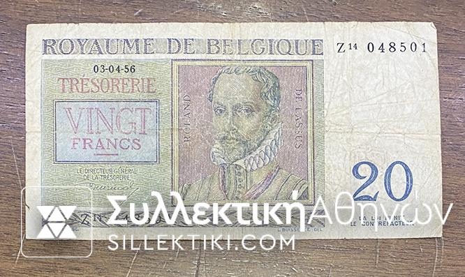 BELGIUM 20 Francs 1950 F/VF