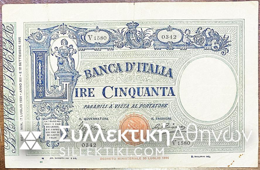 ITALY 50 Lire 1934 AXF