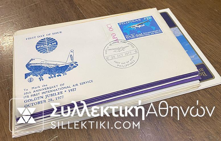 15 Πρώτες Πτήσεις και FDC Αεροπορικά Διαφόρων χωρών