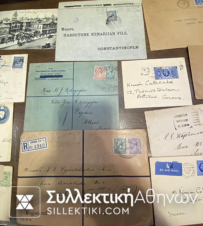 ΑΓΓΛΙΑ 18 Φάκελλα κάρτες ταχυδρομημένα εποχής Γεωργίου Πέμπτου