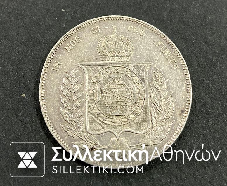 BRAZIL 1000 Reis 1860 AU