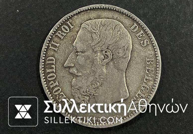 BELGIUM 5 Franc 1870 AXF