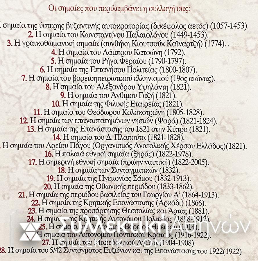 "ΣΗΜΑΙΕΣ ΚΑΙ ΛΑΒΑΡΑ ΤΗΣ ΕΛΕΥΘΕΡΙΑΣ" Συλλογή με 28 ασημένιες σημαίες της MAILink