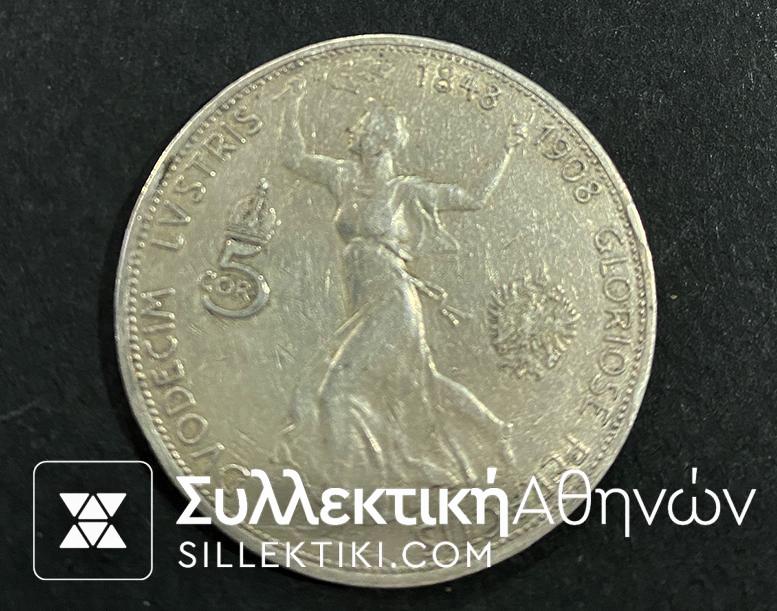 AUSTRIA 5 Corona 1908 VF