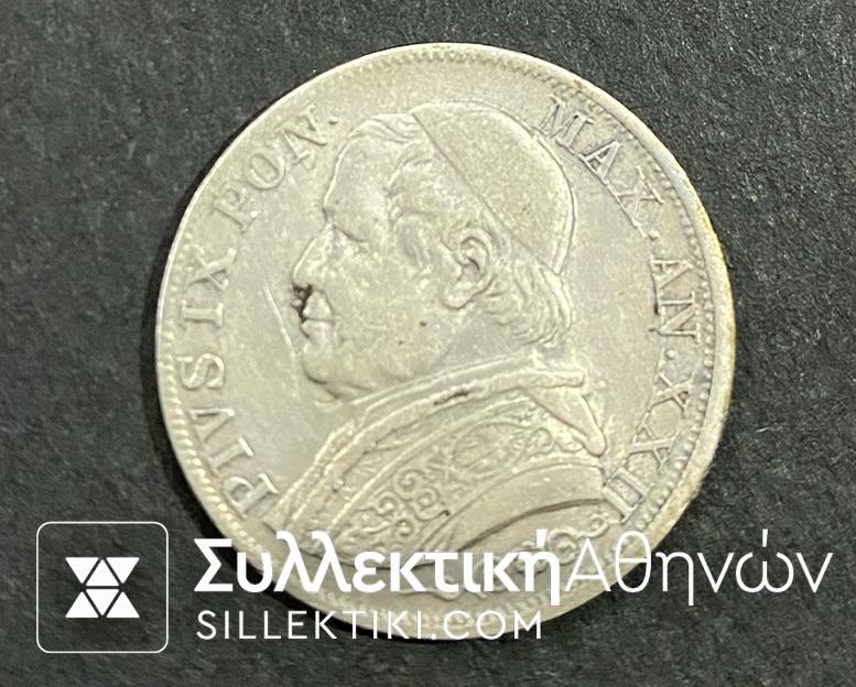 VATICAN 1 Lira 1867 AXF
