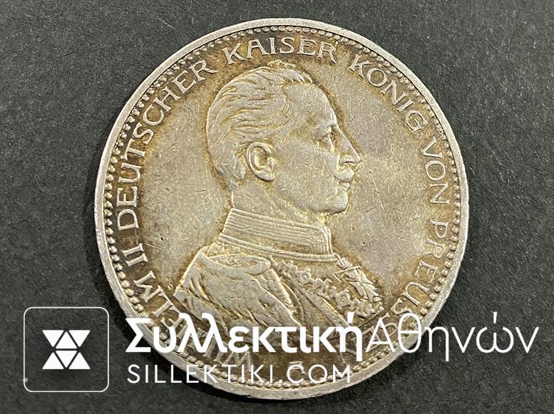 GERMANY (PRUSSIA) 5 MARK 1913 XF/AU