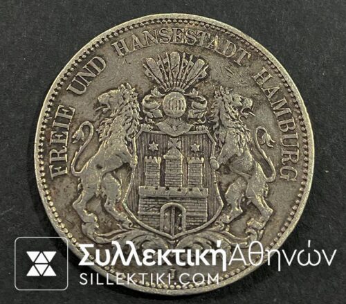 GERMANY Hamburg 5 Mark 1908 XF