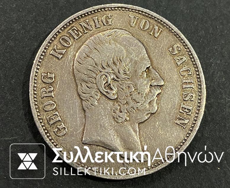 GERMANY SAXONY 5 Mark 1904 E. XF